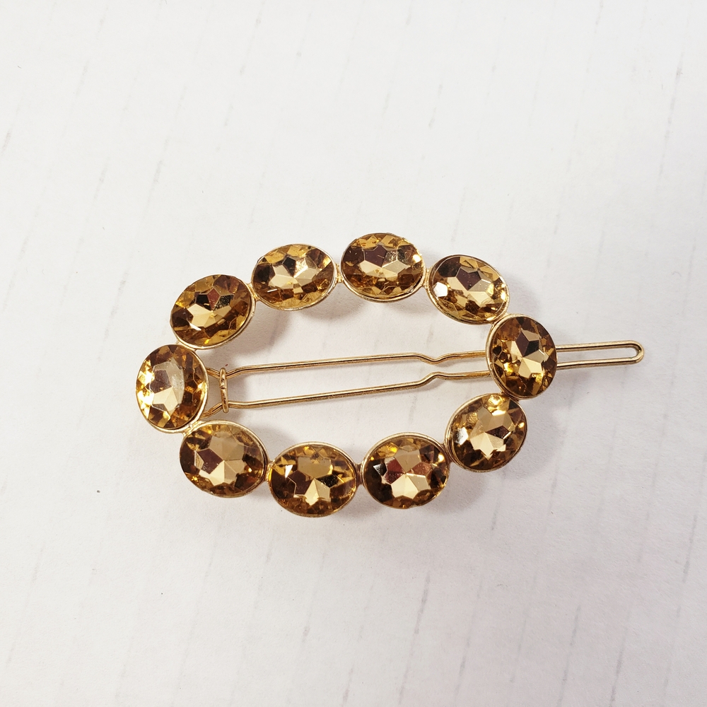 Topaz-Color Rhinestone Barrette - Picture 6 of 6